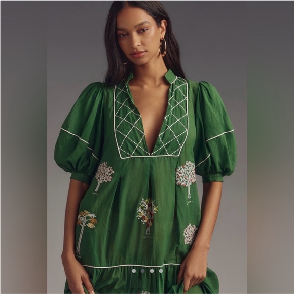 Farm Rio Green Embroidered Tree Dress - Picture 2 of 5